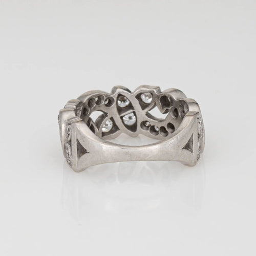 Bague 51 Bague en platine à demi-diamants du milieu du siècle, taille 6,5, bijou de mariée raffiné 58 Facettes G13583