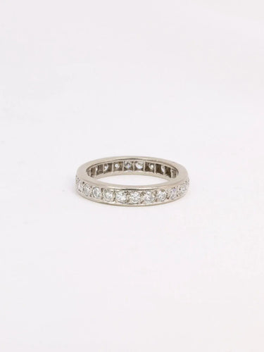 Bague Alliance or blanc diamants taille ancienne 58 Facettes J304