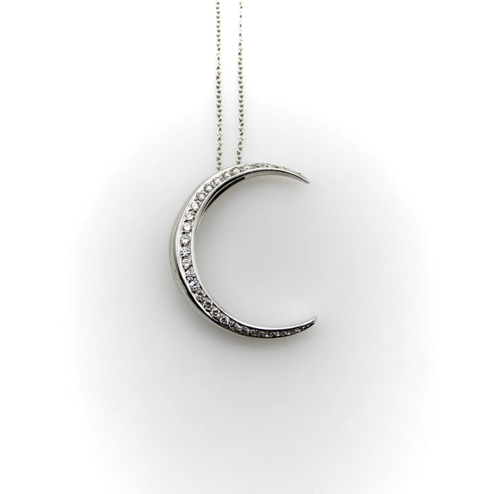 Collier Collier croissant de lune en or blanc 58 Facettes