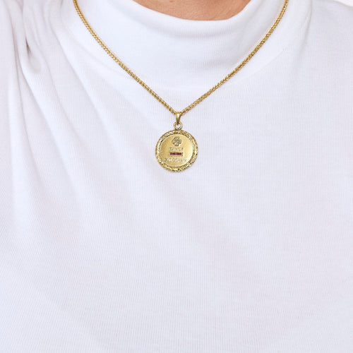 Pendentif AUGIS - Médaille d'Amour - Or jaune, diamants et rubis de synthèse 58 Facettes DRE1574