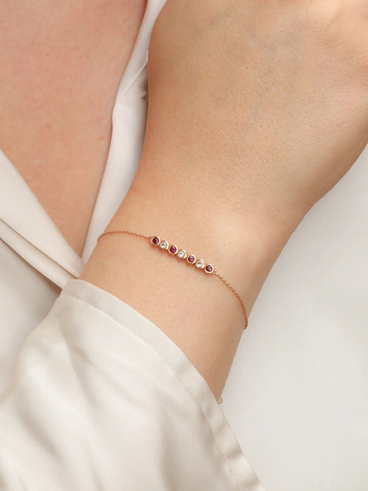 Bracelet Bracelet chaine or rose rubis diamants 58 Facettes J451