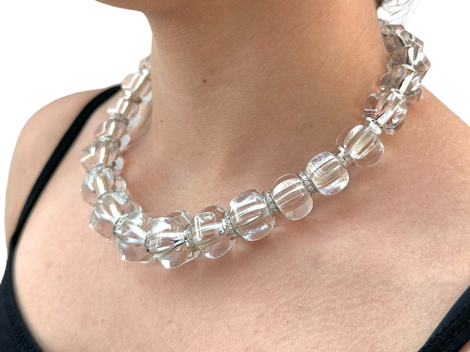 Collier BACCARAT - Collier Sherazade en or blanc avec cristaux et diamants 58 Facettes