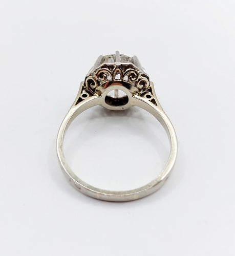 Bague 54 Bague solitaire art déco en or blanc 18k et platine, diamant 1,70 ct 58 Facettes A06509