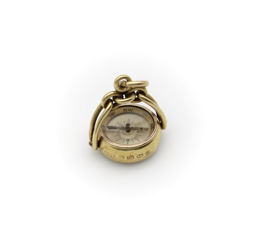 Montre Porte-clés pivotant victorien en or 18 carats avec boussole et gravure en pierre dure 58 Facettes A20021