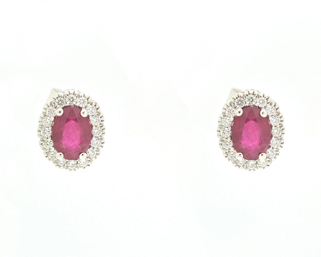 Boucles d'oreilles Boucles d'oreilles avec rubis et diamants de 1,90 ct 58 Facettes