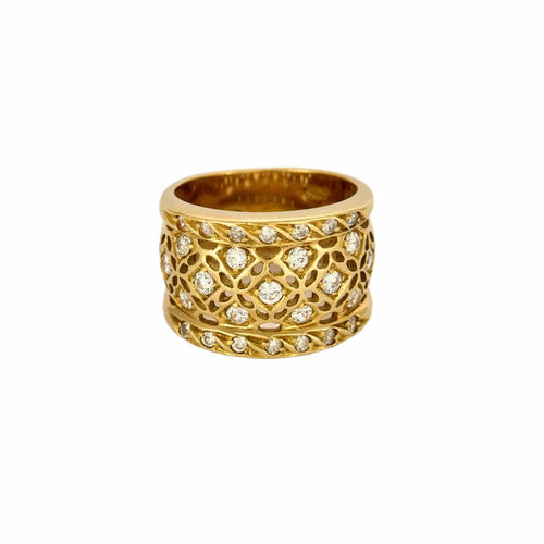 Bague 54 Bague bandeau or jaune et diamants 58 Facettes ASN03854