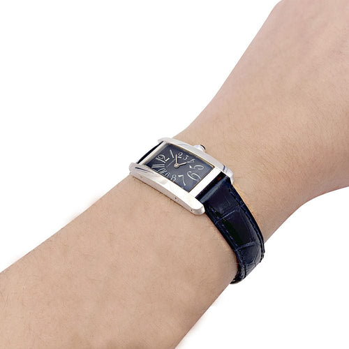 Montre Montre Cartier "Tank américaine", or blanc, bracelet cuir. 58 Facettes 33369