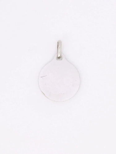 Pendentif Médaille amour AUGIS ronde or blanc Plus qu'hier Moins que demain 58 Facettes J631