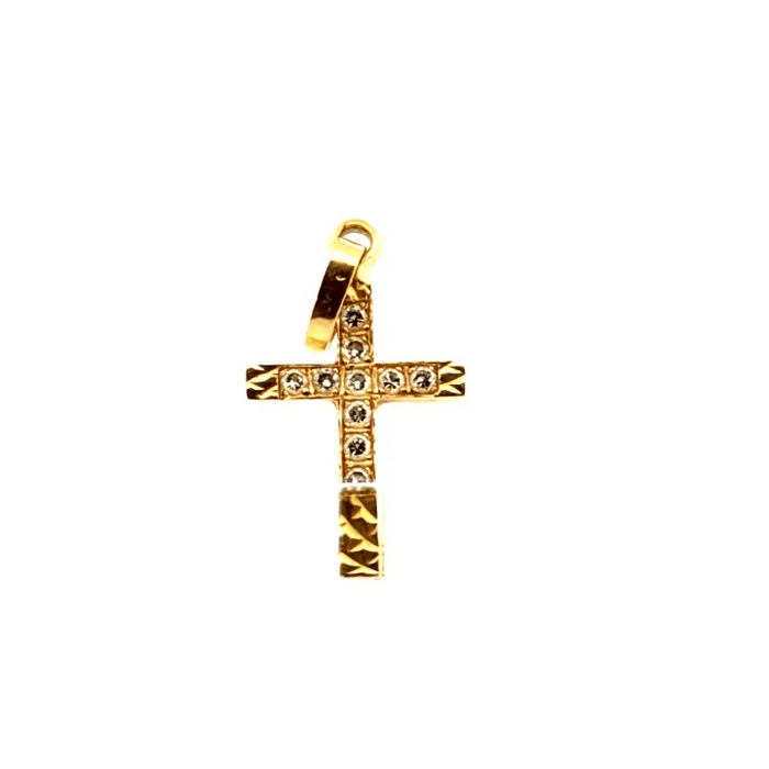 Pendentif Croix or jaune diamants