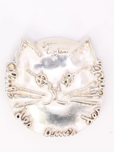 JEAN COCTEAU Broche "Club des Amis des Chats" métal argenté