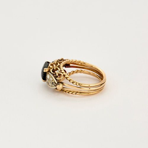 Bague 51 Bague or rose et gris, saphir et diamants 58 Facettes EL002