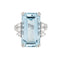 Bague 52.5 Bague en or blanc avec diamants aigue-marine allongée 11 carats 58 Facettes G13564