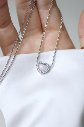 Collier Dior - Collier Happy Birth cœur opale et diamants en or blanc 18k 58 Facettes