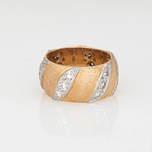 Bague 60s Vintage Diamond Band Sz 5 Wedding Ring 14k Yellow Gold Stacking Jewelry 58 Facettes G13615