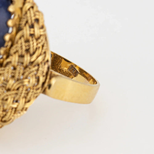 Bague Bague Vintage Lapis Lazuli Or Jaune 58 Facettes