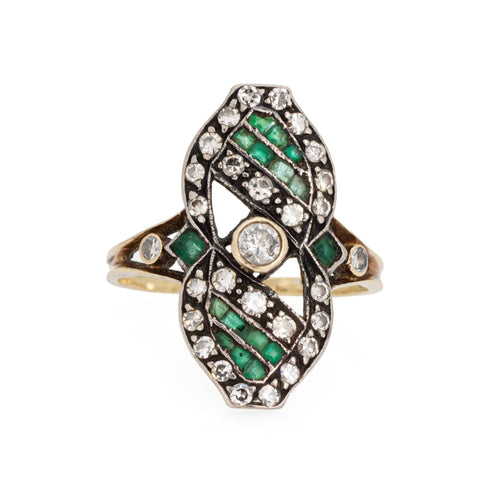 Bague Bague vintage diamants émeraudes 58 Facettes G13196