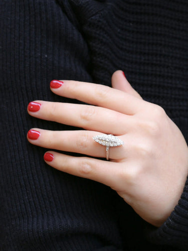 Bague 54 Bague marquise vintage or blanc diamants 58 Facettes J183