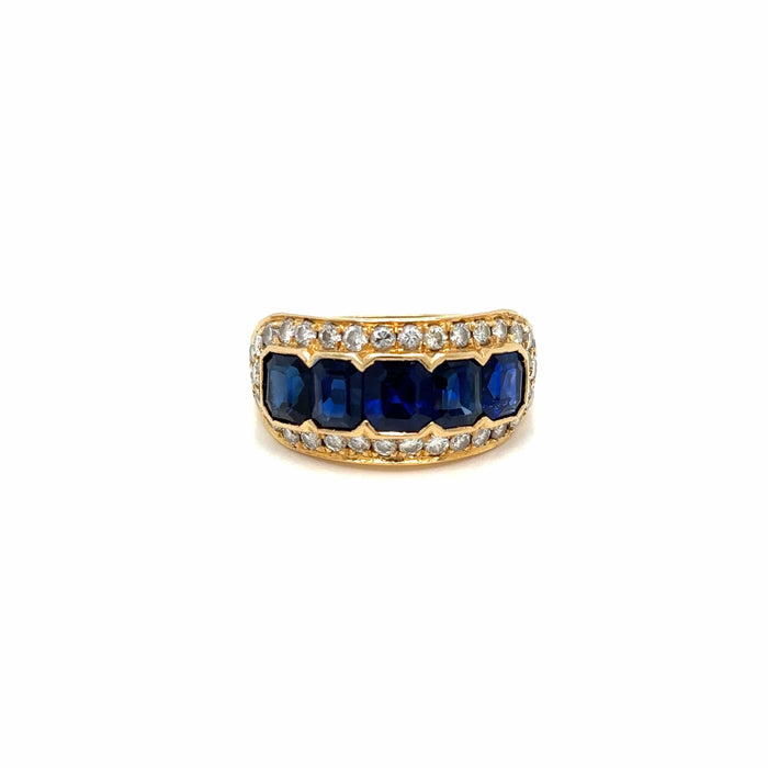 Bague 53 Illario - Natural Sapphire and Diamond Band Ring 58 Facettes