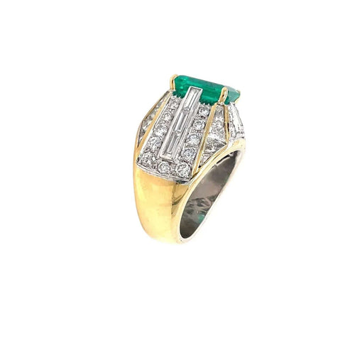 Bague 51 Bague cocktail en or avec diamant émeraude colombienne certifiée rétro 58 Facettes