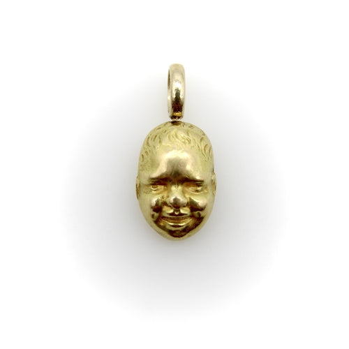 Pendentif Pendentif/breloque vintage en or jaune avec visage de bébé souriant 58 Facettes A2002N