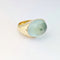 Bague 53 Bague en Or Jaune et Pierre Cabochon Vert d'Eau 58 Facettes 32231