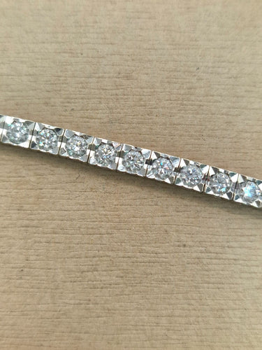 Bracelet Bracelet tennis cube en or blanc 18kt et diamants 58 Facettes