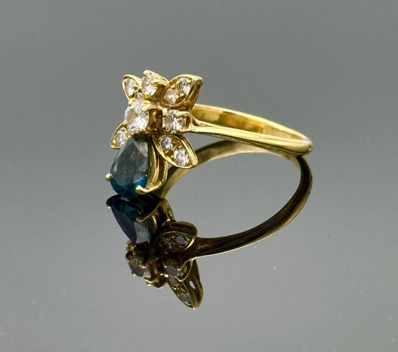 Bague 58 Bague duchesse vintage en or jaune 18K sertie de saphir et diamant 58 Facettes