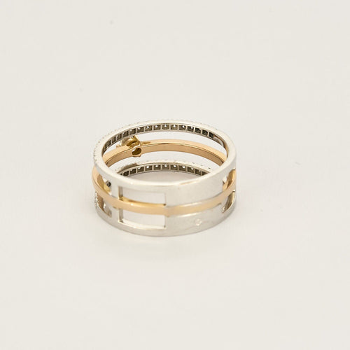 Bague trois anneaux en or rose, or blanc et diamants