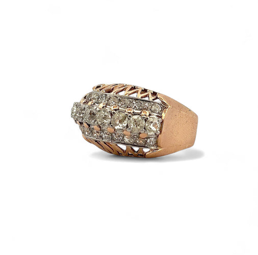 Bague 54 Bague ancienne jarretière en or jaune 18 carats et diamants taille ancienne 58 Facettes