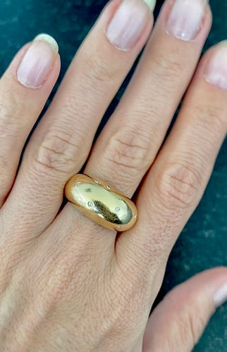 Bague 57.5 Bague Dôme en or jaune 18 carats sertie de diamants 58 Facettes