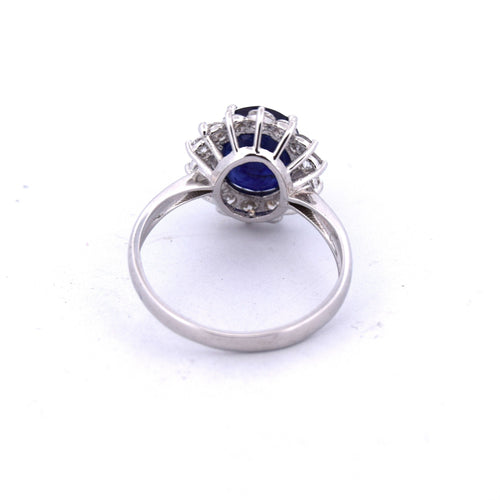 Bague 56 Bague en or blanc avec saphir et diamants 58 Facettes