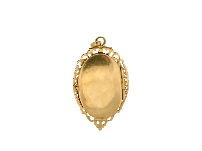 Pendentif vintage pendentif broche medaillon porte photo perles en or jaune 18k 5.9g xxeme 58 Facettes 268154