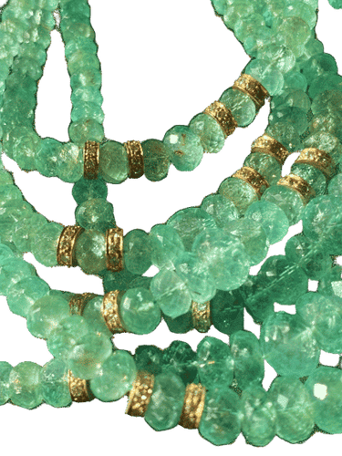 Collier 6 rangs de perles d'émeraudes 380 carats