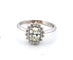 Bague 54 Bague en or blanc avec un diamant ovale au centre et des diamants brillants tout autour. 58 Facettes