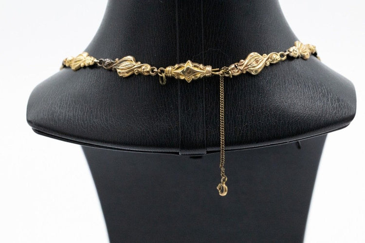 Collier Collier Biedermeier avec grenat, perles et émail en or 14k 58 Facettes 11724