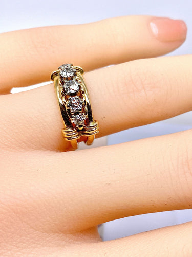 Bague 46 Bague en or jaune et 5 diamants 58 Facettes AB559