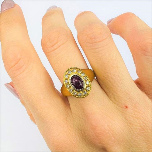 Bague Bague Or Jaune avec Racine de Rubis et Diamant 58 Facettes 0000555