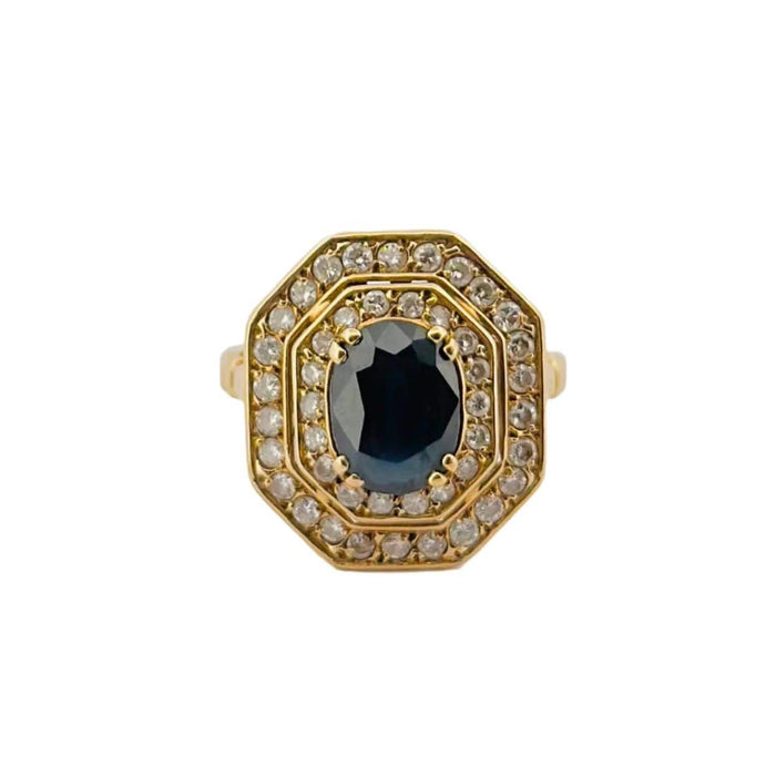 Bague 52 Bague en or jaune, saphir et diamants 58 Facettes B8