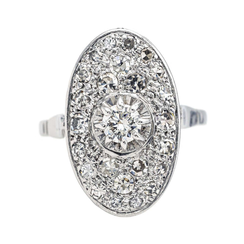 Bague Marquise Or blanc, Platine Diamant