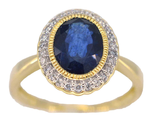 Bague 54 Bague entourage en or avec diamants et saphir 58 Facettes 2142