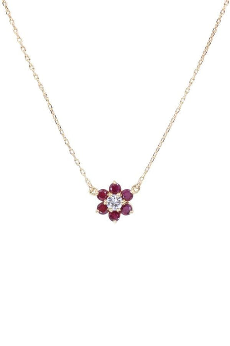 Collier Collier marguerite or jaune diamant et rubis 58 Facettes 088471