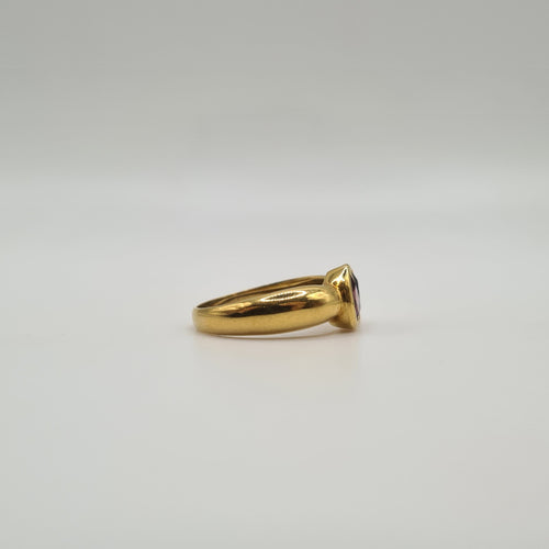 Bague 52 Bague toi & moi or jaune sertie d'un grenat rhodoline et tourmaline 58 Facettes