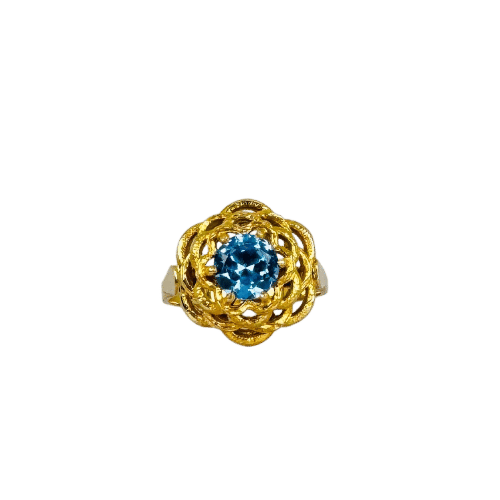 Bague Bague en or jaune avec topaze bleue de 1,5 carat 58 Facettes 2509004