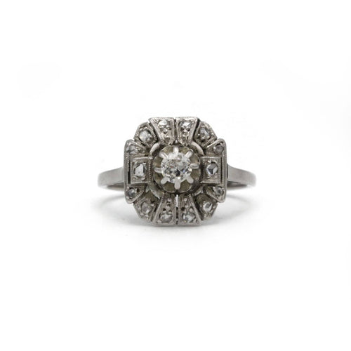 Bague 51 Bague Art Déco - Or, Platine & Diamants 58 Facettes 250407R