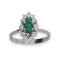 Bague 53 Bague en or gris 18K avec emeraude marquise 0,50 ct et diamants brillants & navettes - Taille 53 58 Facettes FB09768