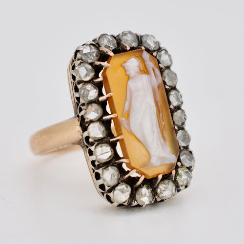 Bague 54 Bague Camée et Diamants - Époque Victorienne 58 Facettes 455