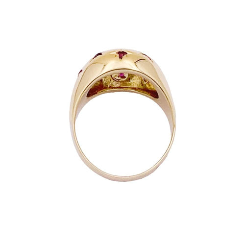 Bague 52 Bague boule vintage, or jaune, pierres rouges. 58 Facettes 35024