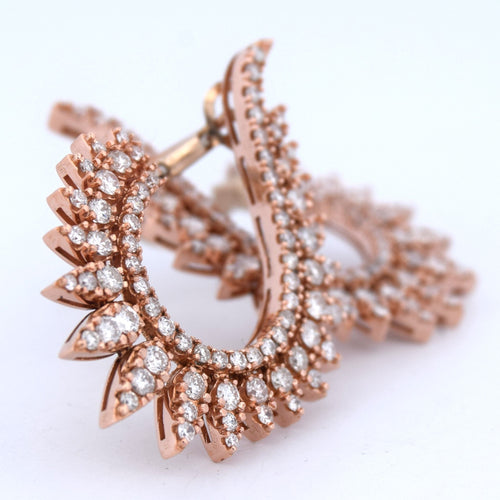 Boucles d'oreilles Orecchini créoles pavés en or rose 18k et diamants 58 Facettes OR204
