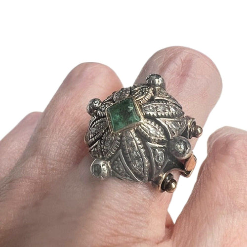 Bague 52 Bague Art Nouveau diamants émeraudes 58 Facettes Q131B(950)