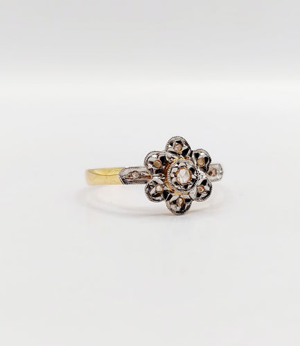 Bague 55 Bague marguerite antique en or 18k et diamants taille rose (circa 1900) 58 Facettes A06395